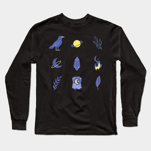 Blue Raven Magic Pack Long Sleeve T-Shirt by myabstractmind